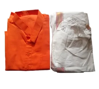 Dhoti kurta orange and white colour set (Item no-310)